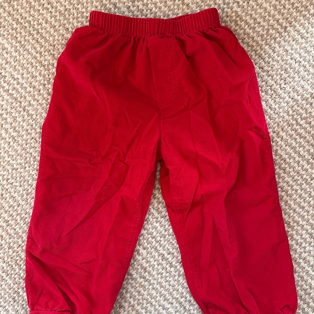 Little English Bright Red Corduroy Jogger Pants